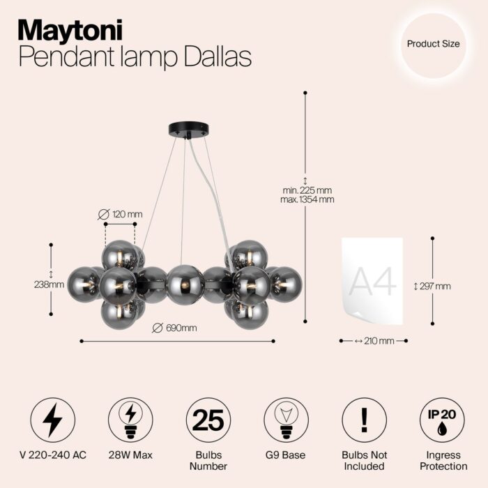 Подвесная люстра Maytoni Dallas MOD545PL-25B — изображение 2