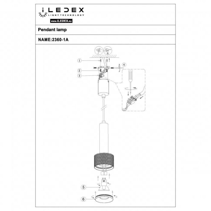 Подвесной светильник iLedex Delta 2362-1 BK+BR — изображение 2