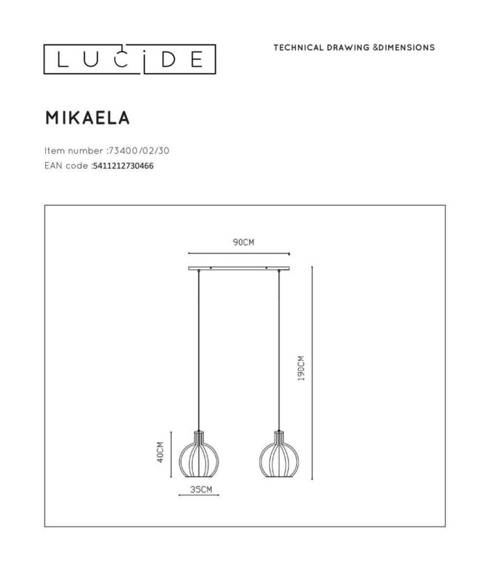Подвесной светильник Lucide Mikaela 73400/02/30 — изображение 2