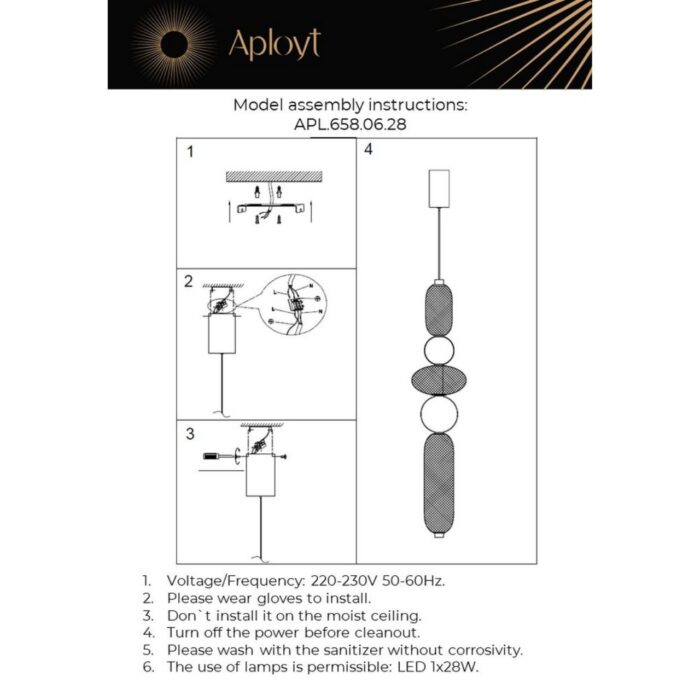 Подвесной светодиодный светильник Aployt Nikusia APL.658.06.28 — изображение 2