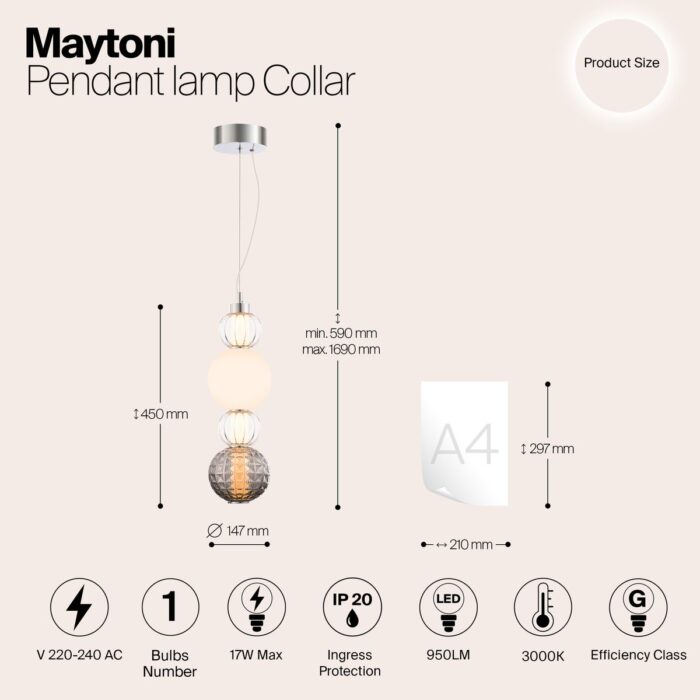 Подвесной светодиодный светильник Maytoni Collar P069PL-L17CH3K — изображение 9