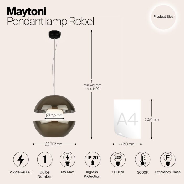 Подвесной светодиодный светильник Maytoni Rebel MOD322PL-L6G3K — изображение 2