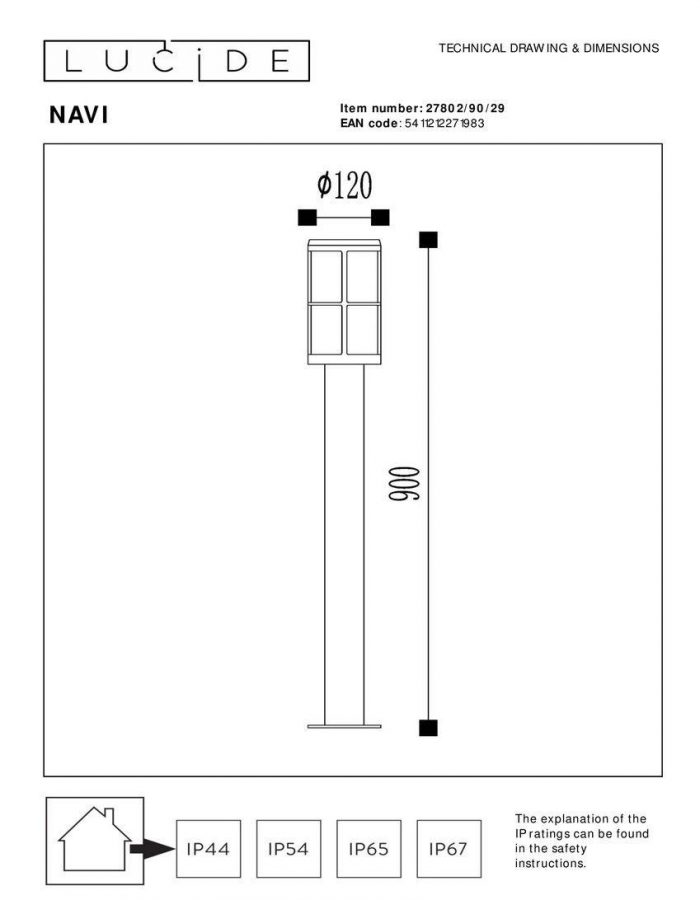 Уличный светильник Lucide Navi 27802/90/29 — изображение 2