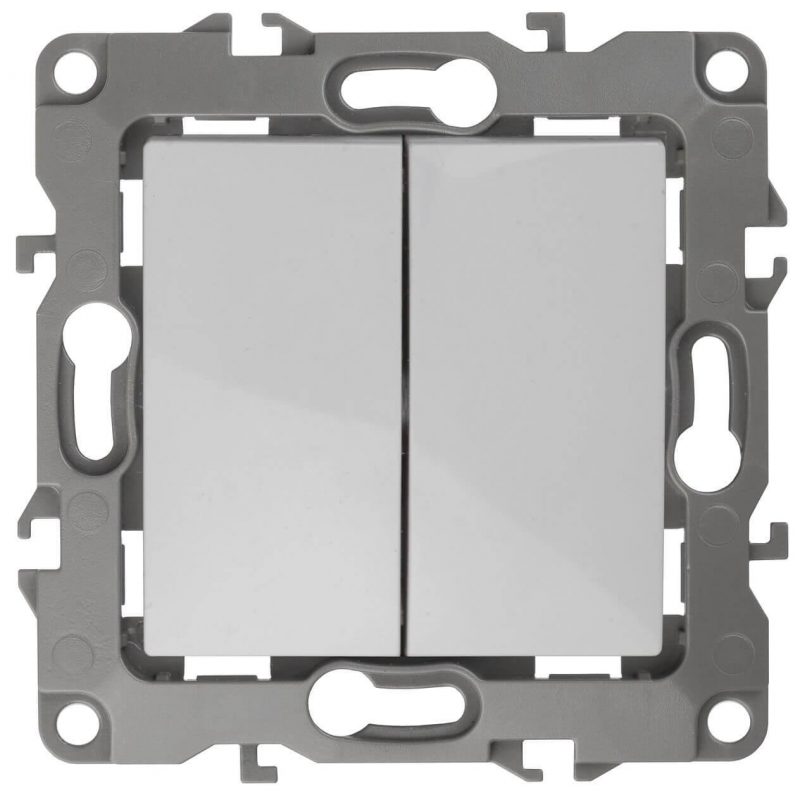 Выключатель двухклавишный ЭРА 12 10AX 250V 12-1004-01 Б0014651
