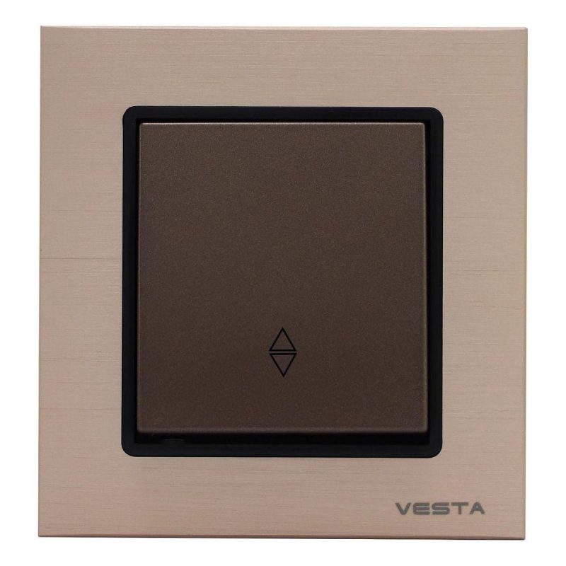 Выключатель одноклавишный проходной Vesta-Electric Exclusive Champagne Metallic шампань FVK050206BSH