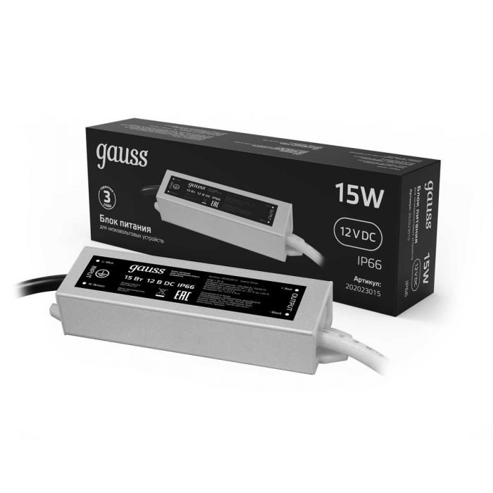 Блок питания Gauss 12V 15W IP66 2A 202023015 — изображение 2