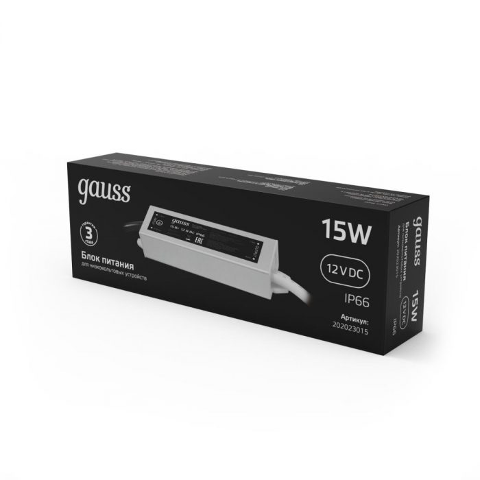 Блок питания Gauss 12V 15W IP66 2A 202023015 — изображение 3