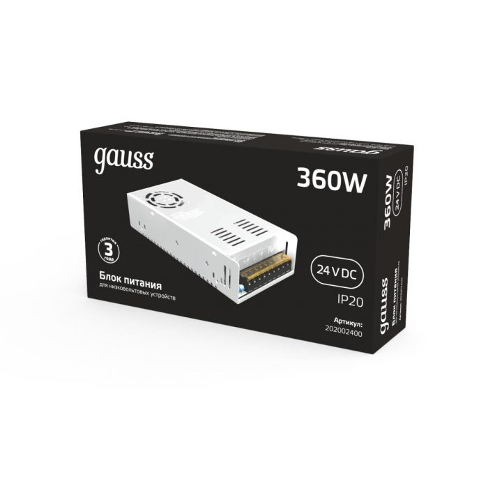 Блок питания Gauss 360W 24V IP20 202002400 — изображение 3