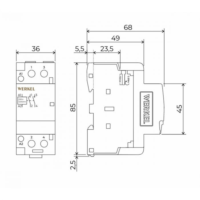 Контактор модульный 40 A 2NO (2 модуля) Werkel W942M40O 4690389212109 — изображение 2