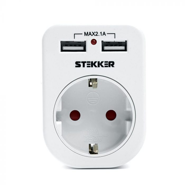 Переходник сетевой с 2хUSB Stekker 1гн с/з ADP16-24-20 39626 — изображение 4