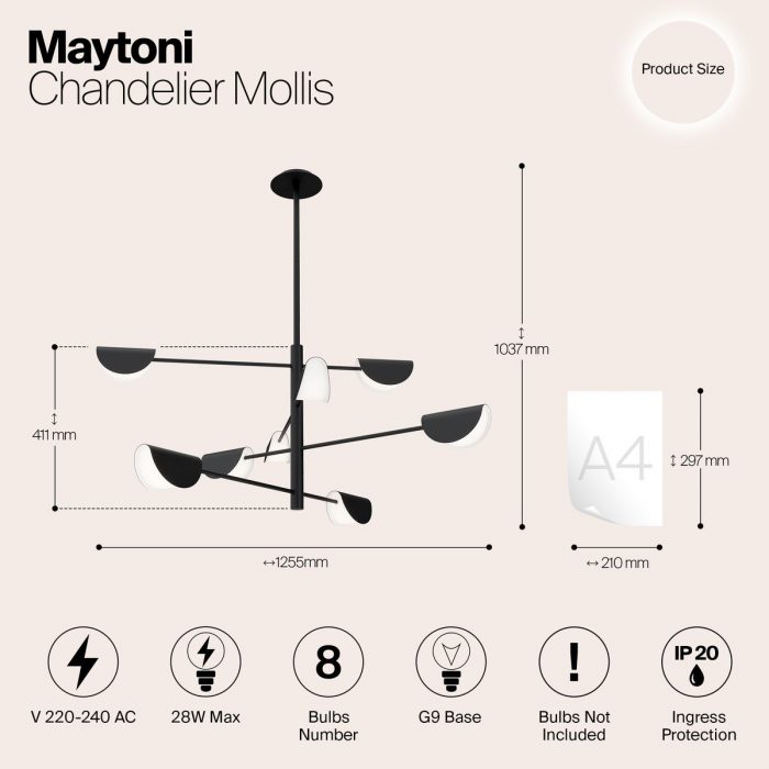 Подвесная люстра Maytoni Technical Mollis MOD126PL-08B — изображение 2