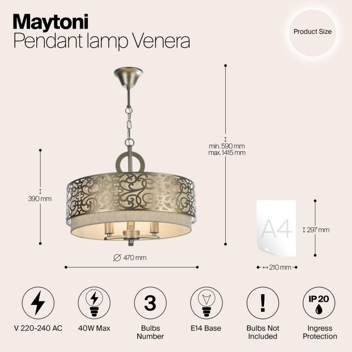 Подвесная люстра Maytoni Venera H260-03-N — изображение 2