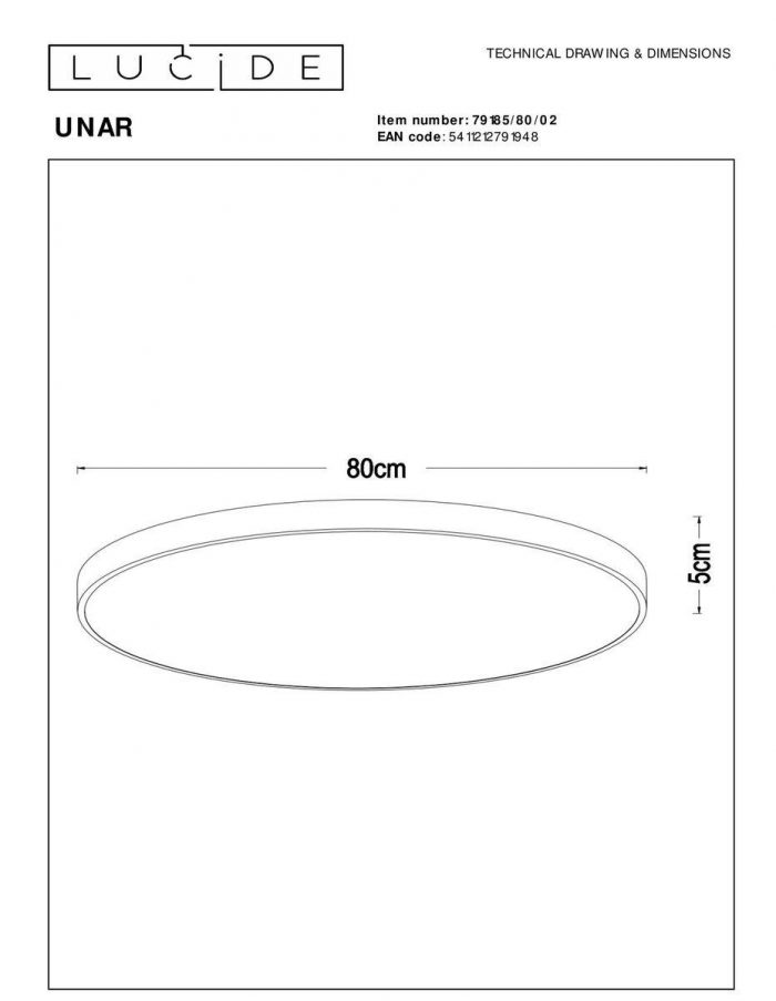Потолочный светодиодный светильник Lucide Unar 79185/80/02 — изображение 2