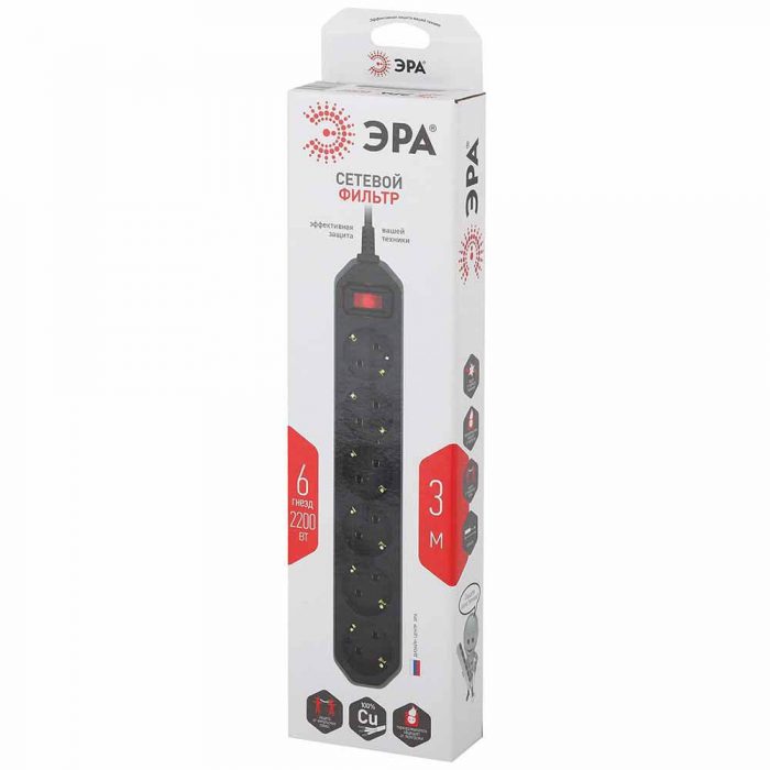 Сетевой фильтр ЭРА USF-6es-3m-B-Box Б0037263 — изображение 2