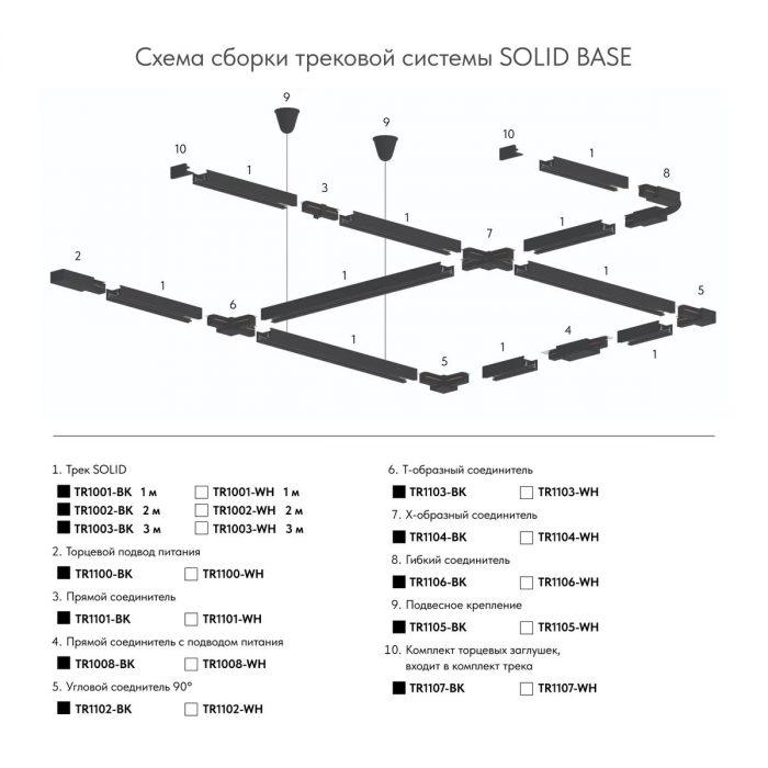 Шинопровод Denkirs Solid Base TR1001-BK/1 — изображение 2