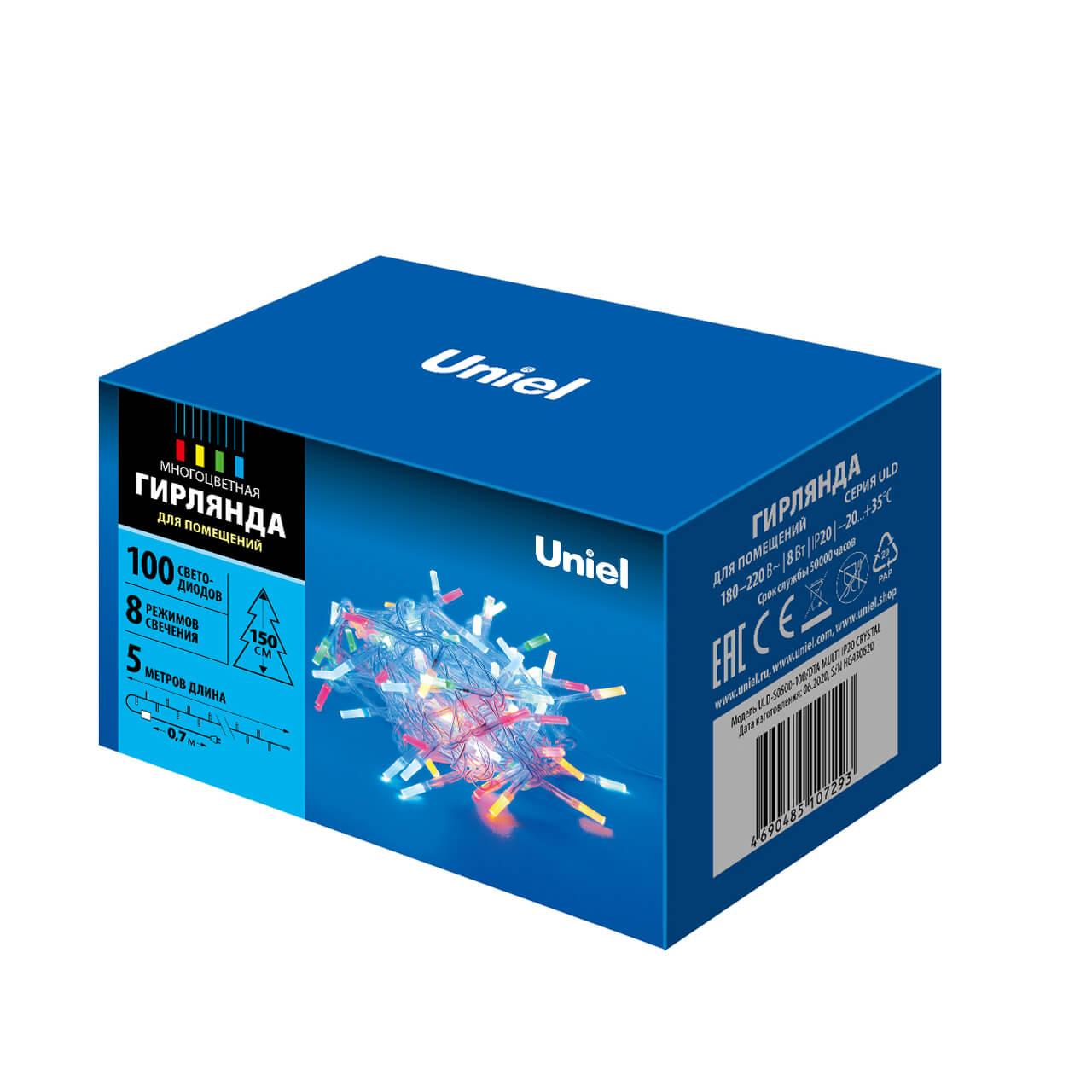 Светодиодная гирлянда Uniel 220V разноцветный ULD-S0500-100/DTA Multi IP20 Crystal UL-00003948 — изображение 5