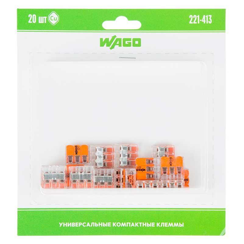 221-413 Универсальная компактная клемма 3-контактная до 4,0 мм? (20 шт/уп) WAGO 07-5363-20