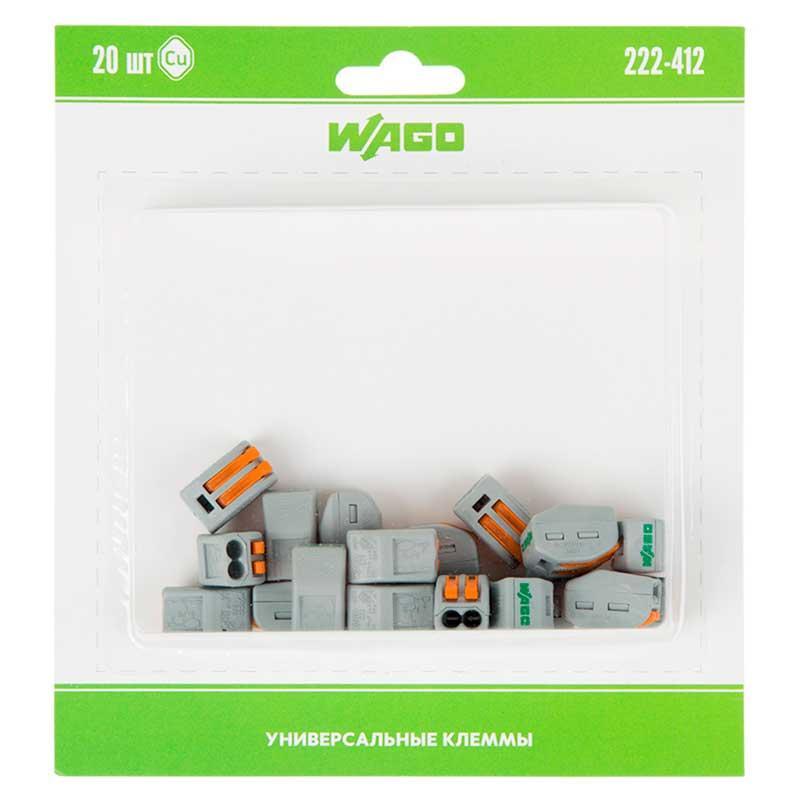 222-412 Универсальная клемма, 2-проводная, серая (0,08-2,5/4 мм?) (20 шт/уп) WAGO 07-5152-20
