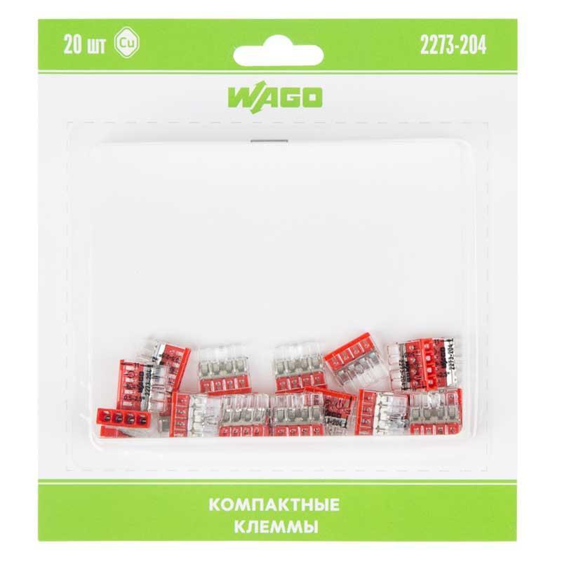 2273-204 Экcпресс-клемма, 4-проводная до 2,5 мм?, (20 шт/уп) WAGO 07-5133-20