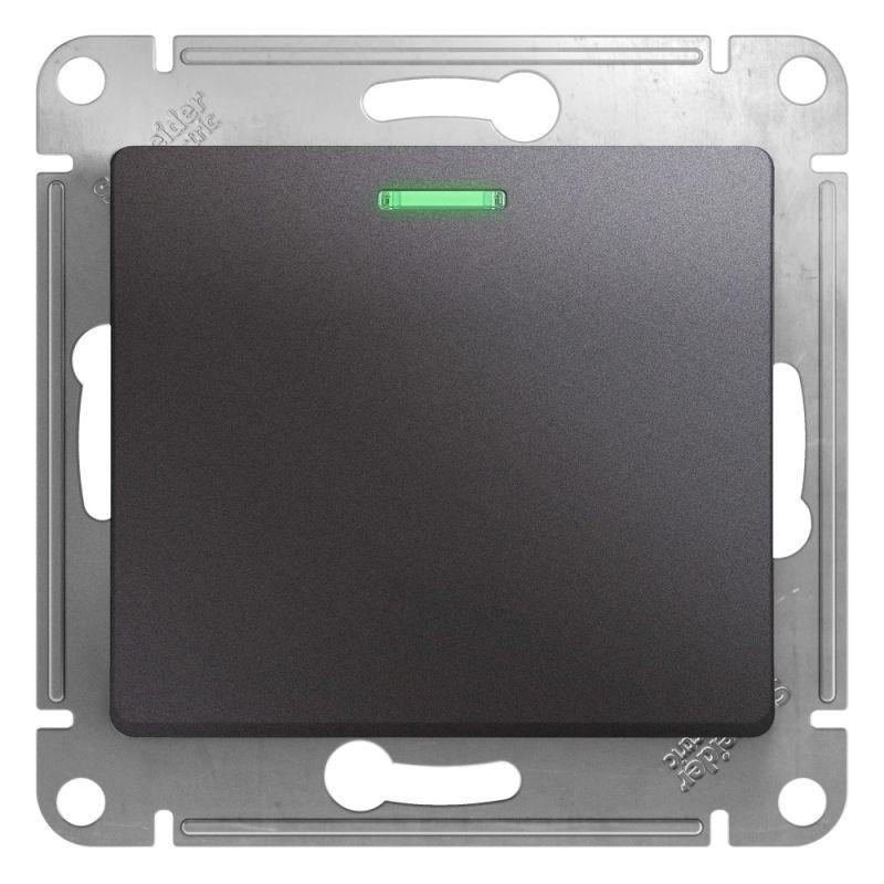 Переключатель одноклавишный проходной Systeme Electric Glossa 10A 250V с подсветкой графит GSL001363