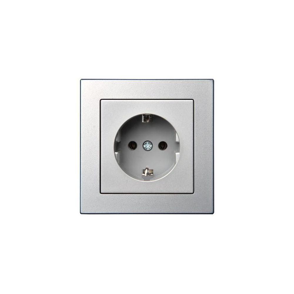 Розетка 2P+E Liregus Epsilon серебро 28-1766