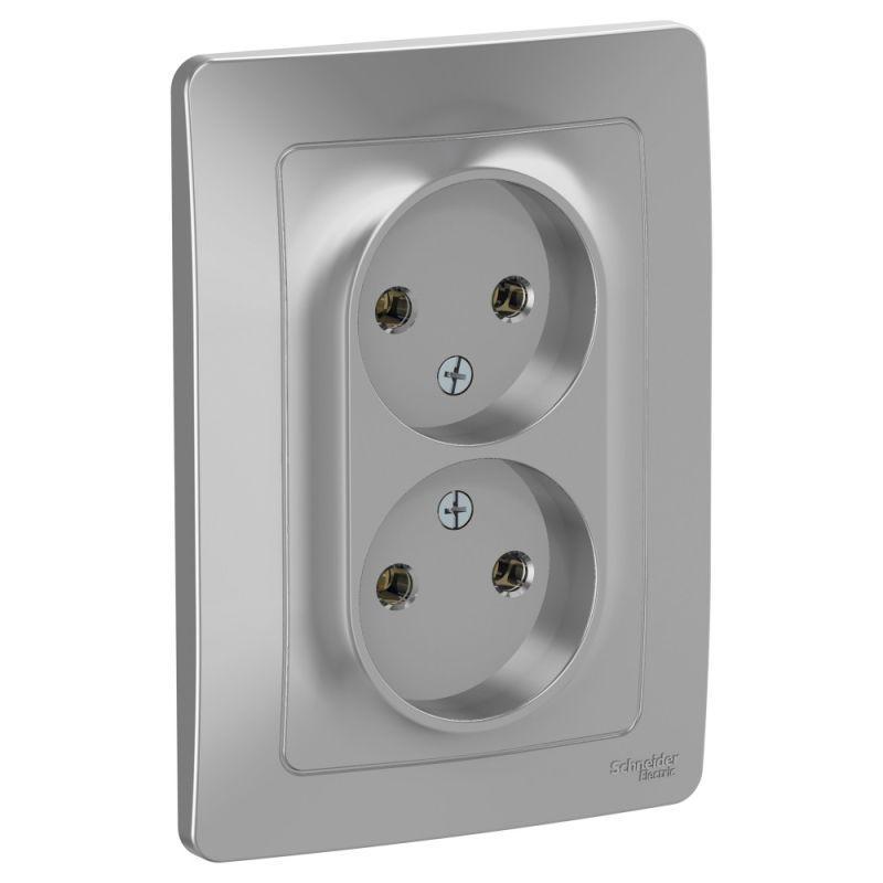 Розетка двойная 2К Systeme Electric Blanca 16A 250V алюминий BLNRS000023