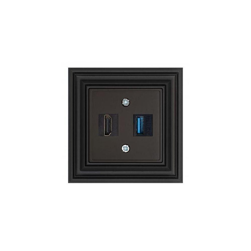 Розетка HDMI/USB Liregus Retro черный матовый 29-239