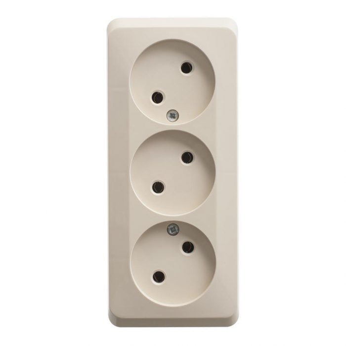 Розетка тройная 2К Systeme Electric Этюд 16A 250V кремовая PA16-009K
