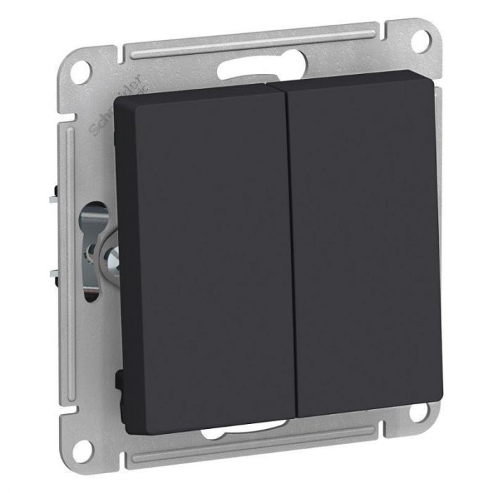 Выключатель двухклавишный Systeme Electric AtlasDesign 10A 250V карбон ATN001051