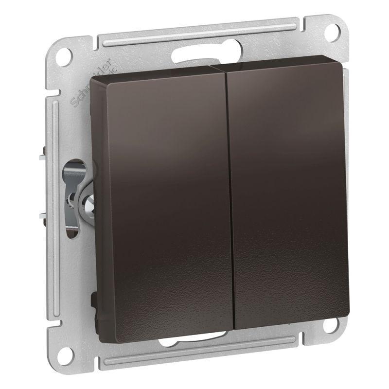 Выключатель двухклавишный Systeme Electric AtlasDesign 10A 250V мокко ATN000651