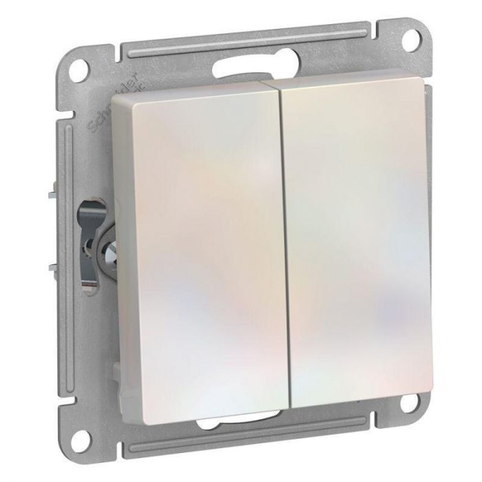 Выключатель двухклавишный Systeme Electric AtlasDesign 10A 250V жемчужный ATN000451