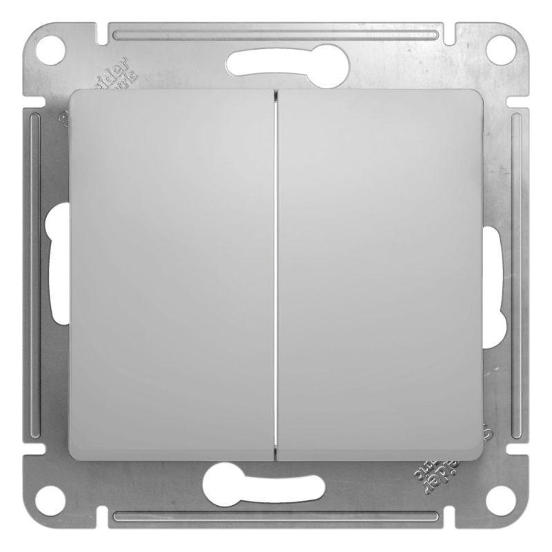Выключатель двухклавишный Systeme Electric Glossa 10A 250V алюминий GSL000351