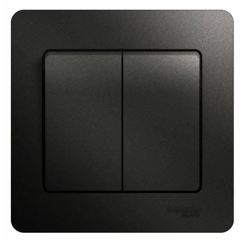 Выключатель двухклавишный Systeme Electric Glossa 10A 250V антрацит GSL000752