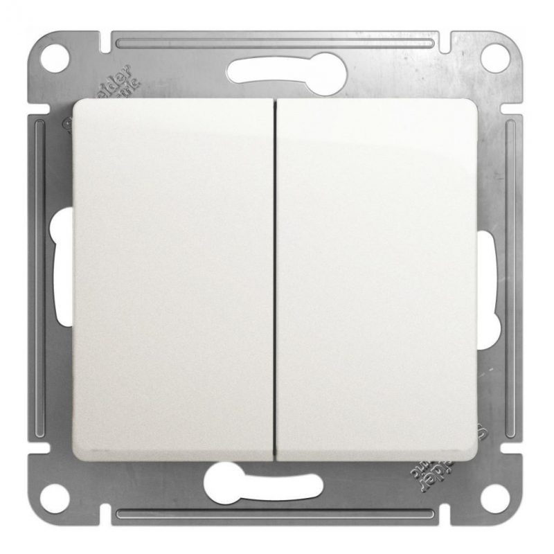 Выключатель двухклавишный Systeme Electric Glossa 10A 250V перламутр GSL000651