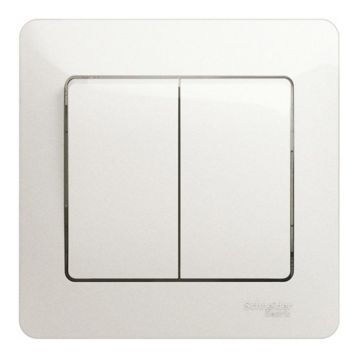 Выключатель двухклавишный Systeme Electric Glossa 10A 250V перламутр GSL000652