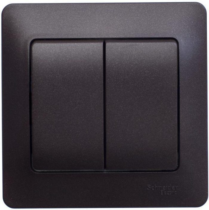 Выключатель двухклавишный Systeme Electric Glossa 10A 250V шоколад GSL000852