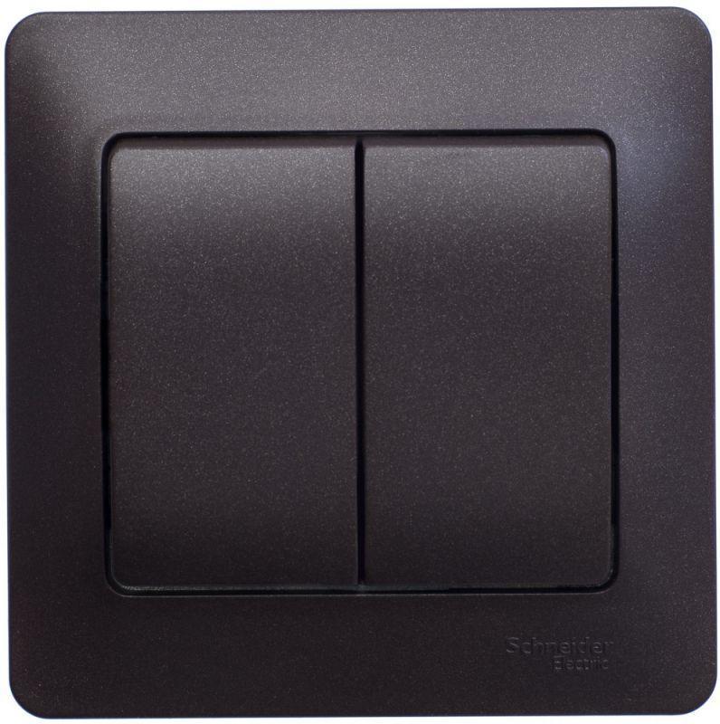 Выключатель двухклавишный Systeme Electric Glossa 10A 250V шоколад GSL000852