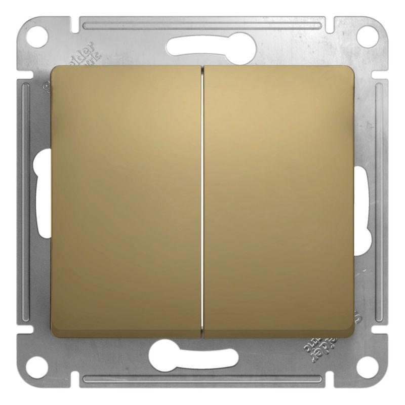 Выключатель двухклавишный Systeme Electric Glossa 10A 250V титан GSL000451