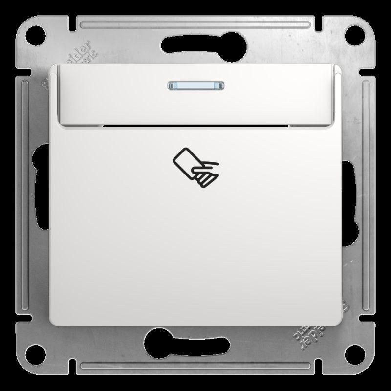 Выключатель одноклавишный карточный Systeme Electric Glossa 10A 250V белый GSL000169