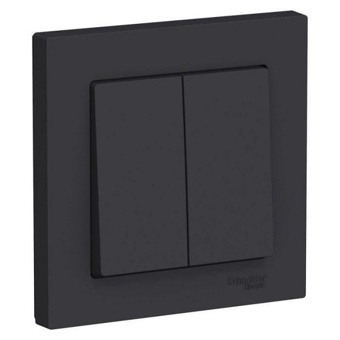 Выключатель двухклавишный Systeme Electric AtlasDesign 10A 250V карбон ATN001052
