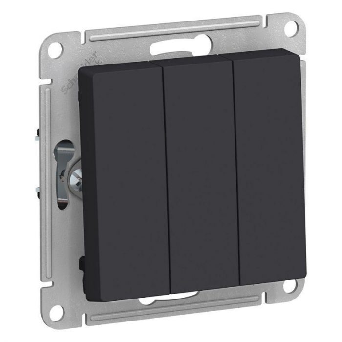 Выключатель трехклавишный Systeme Electric AtlasDesign 10A 250V карбон ATN001031