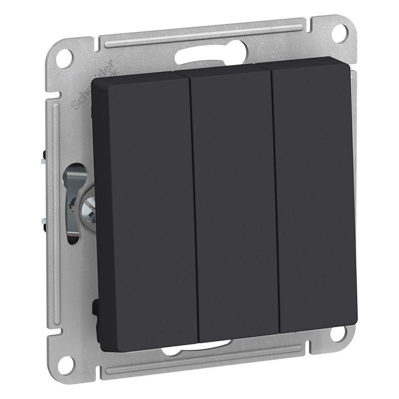 Выключатель трехклавишный Systeme Electric AtlasDesign 10A 250V карбон ATN001031