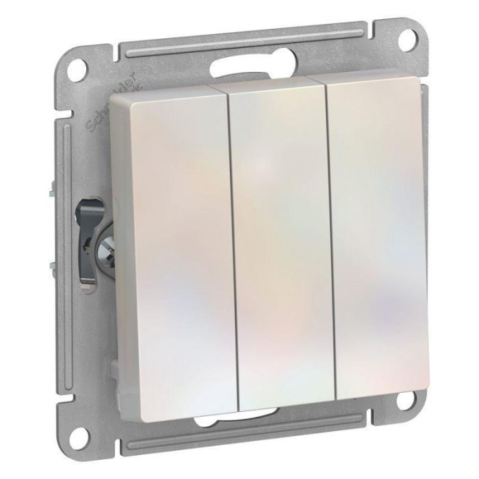 Выключатель трехклавишный Systeme Electric AtlasDesign 10A 250V жемчужный ATN000431