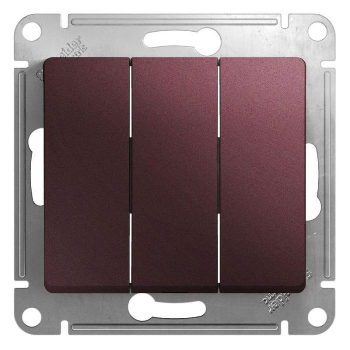 Выключатель трехклавишный Systeme Electric Glossa 10A 250V баклажановый GSL001131