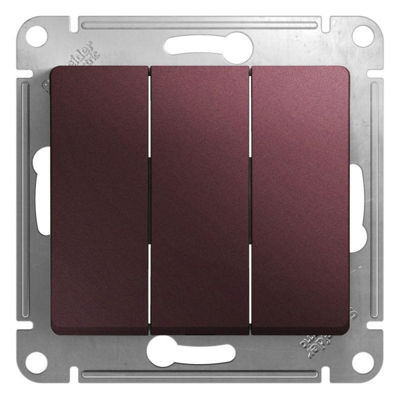 Выключатель трехклавишный Systeme Electric Glossa 10A 250V баклажановый GSL001131