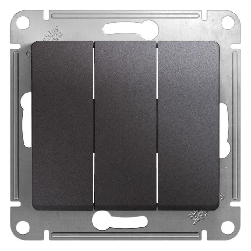 Выключатель трехклавишный Systeme Electric Glossa 10A 250V графит GSL001331