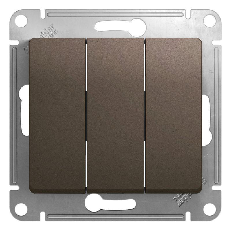 Выключатель трехклавишный Systeme Electric Glossa 10A 250V шоколад GSL000831