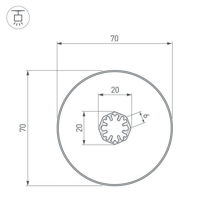Встраиваемый профиль SL-ROUND-D70-360deg-2000 ANOD 037770 — изображение 3